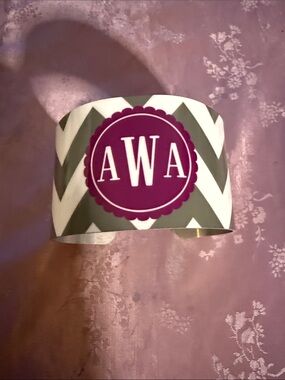 Monogram AWA Chevron Cuff Bracelet in Plum and Olive